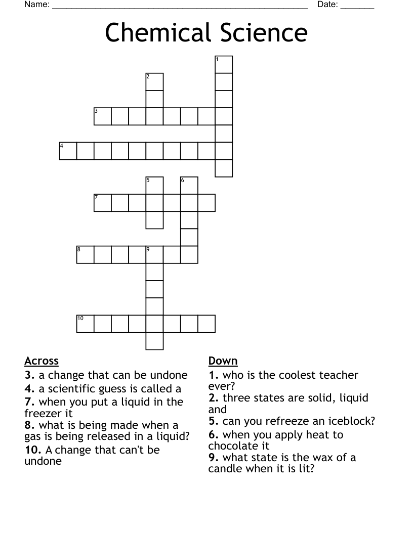 Chemical Science Crossword
