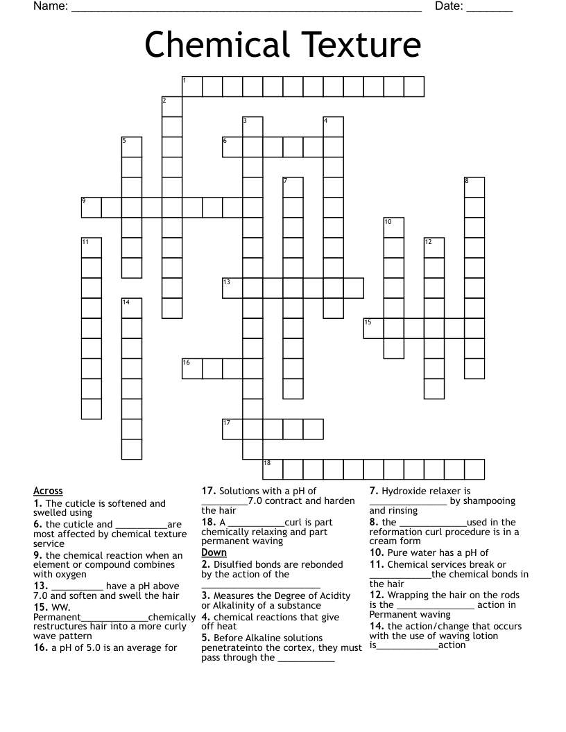 Chemical Texture Crossword
