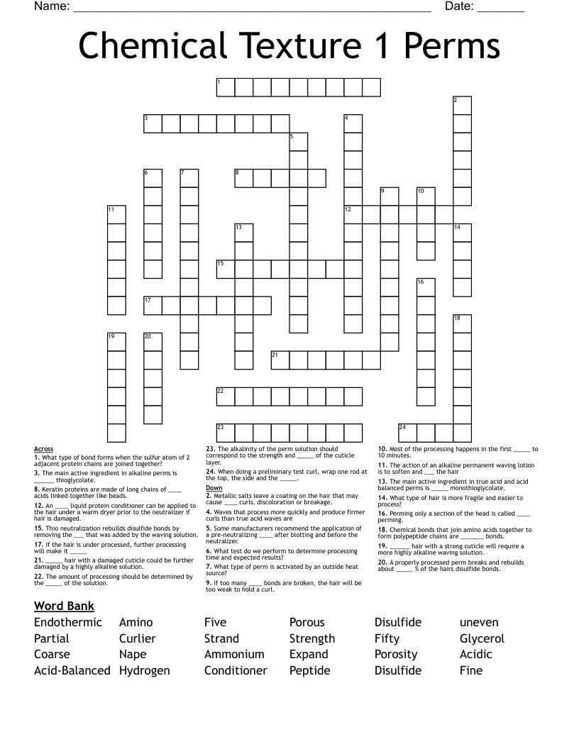 Chemical Texture 1  Perms Crossword