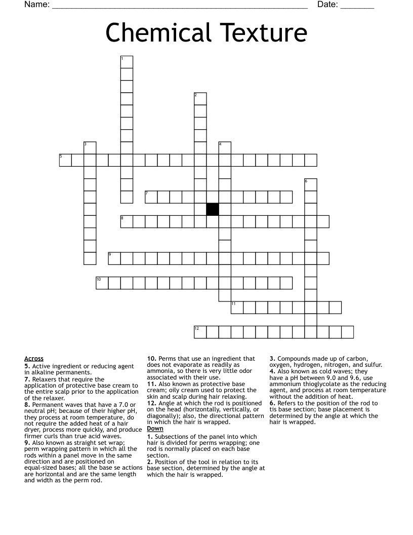 Chemical Texture  Crossword