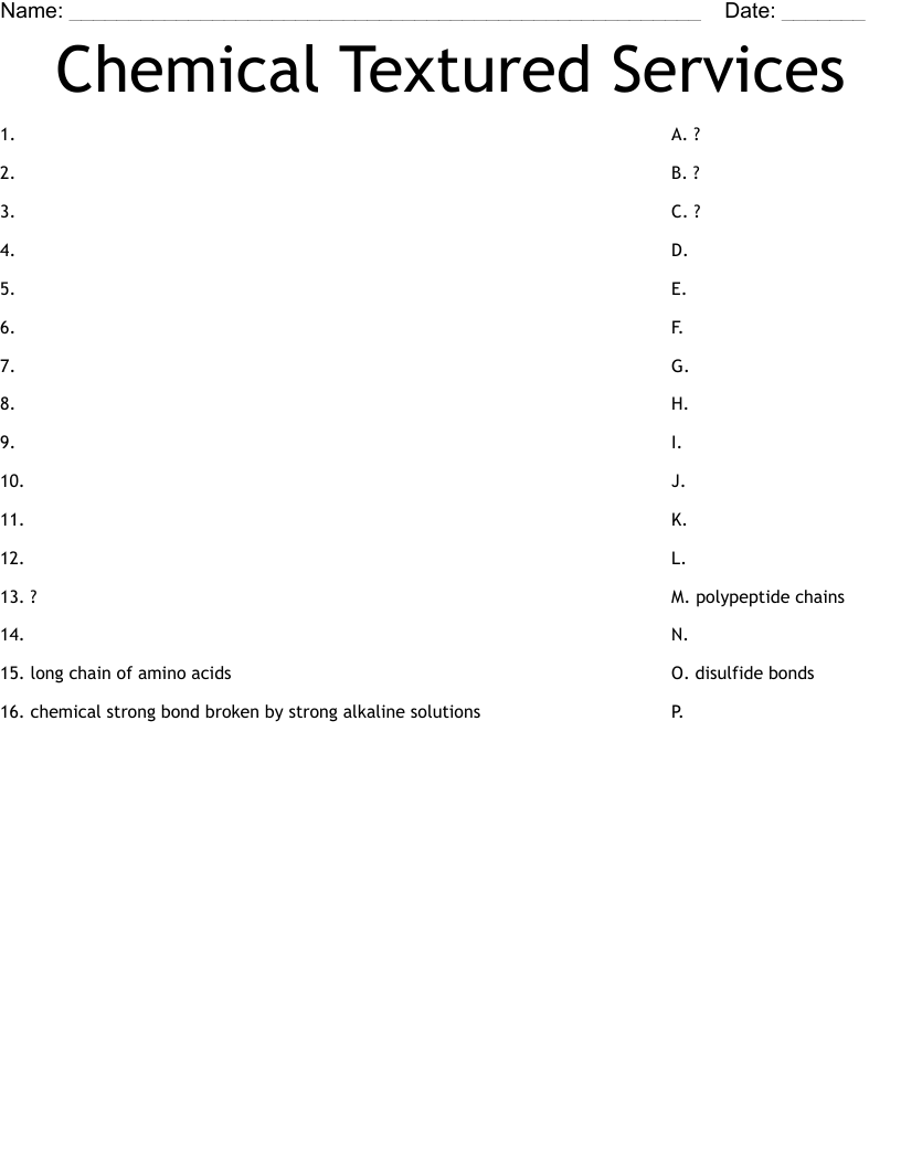 Chemical Textured Services Worksheet