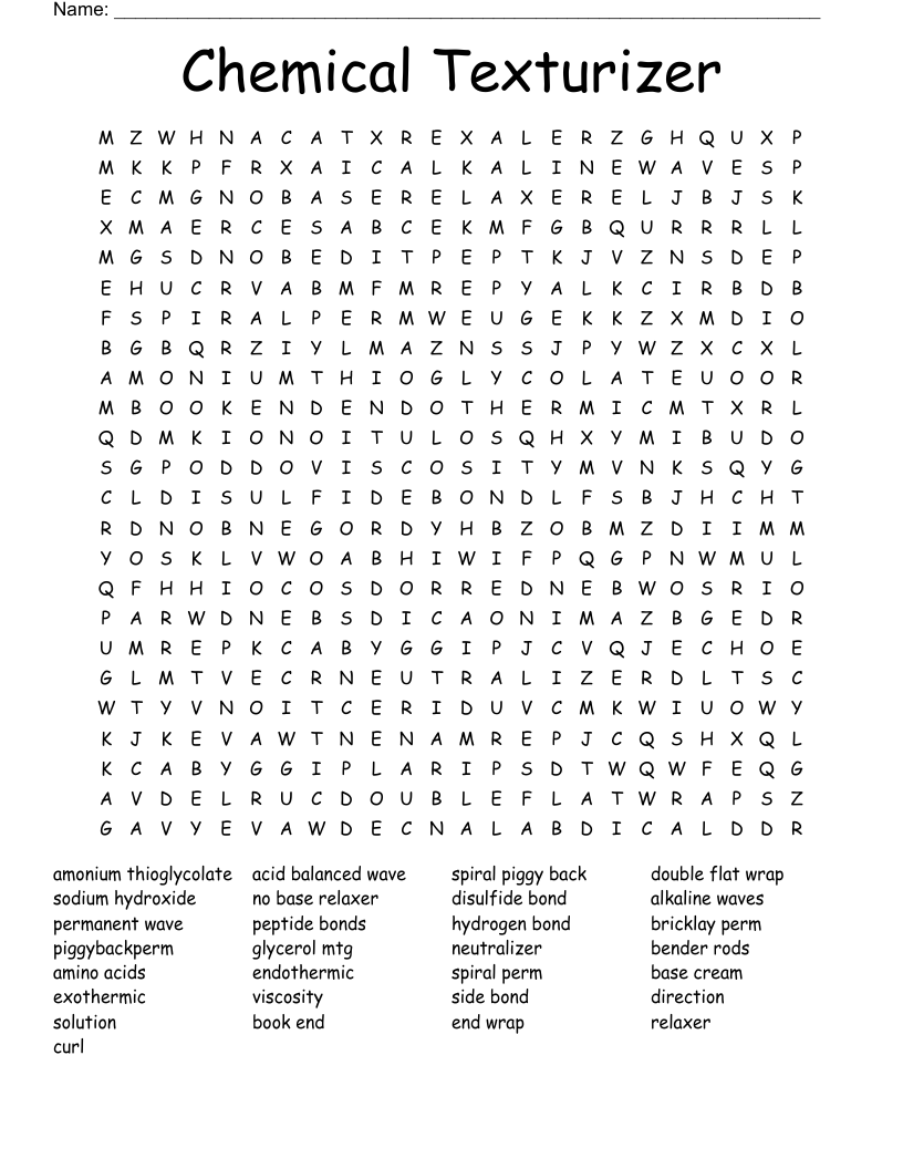 Chemical Texturizer Word Search
