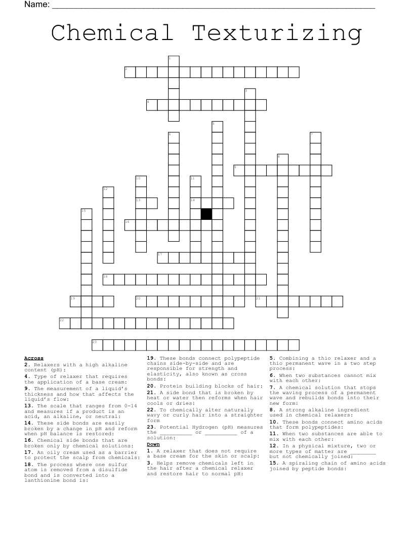 Chemical Texturizing Crossword