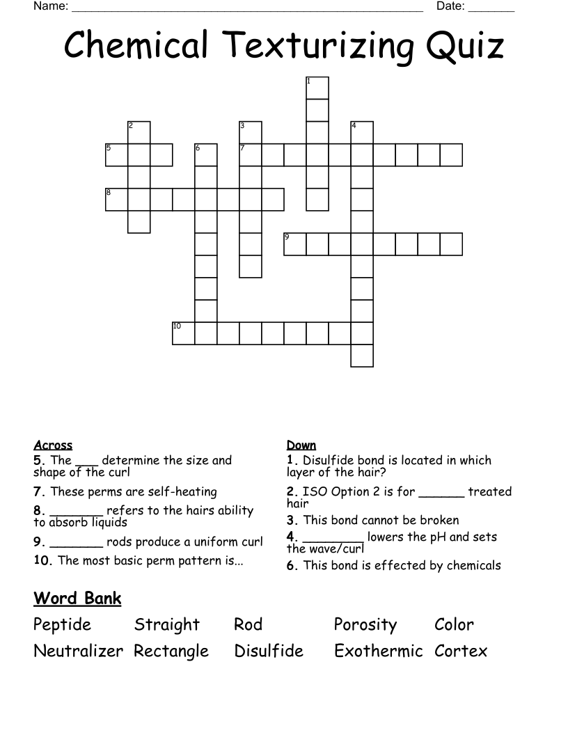 Chemical Texturizing Quiz Crossword