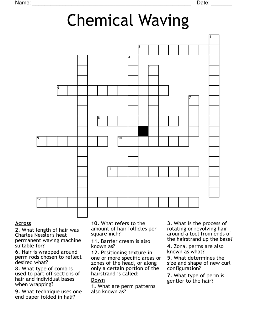 Chemical Waving  Crossword