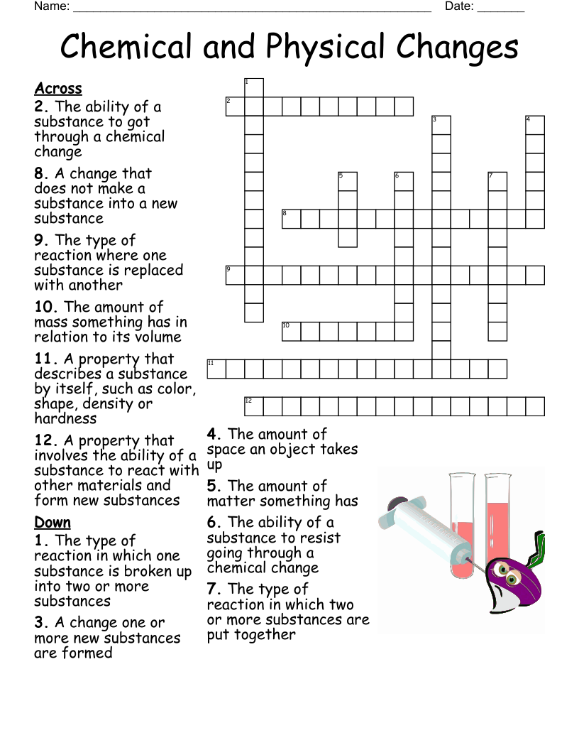 Chemical and Physical Changes Crossword