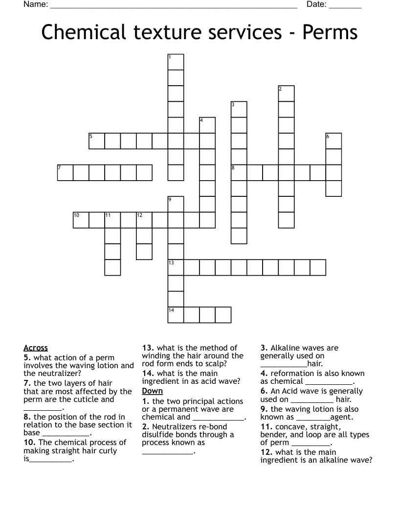 Chemical texture services - Perms Crossword