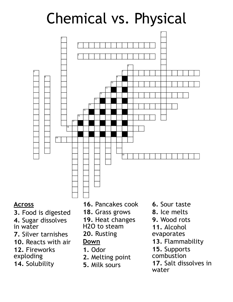 Chemical vs. Physical  Crossword