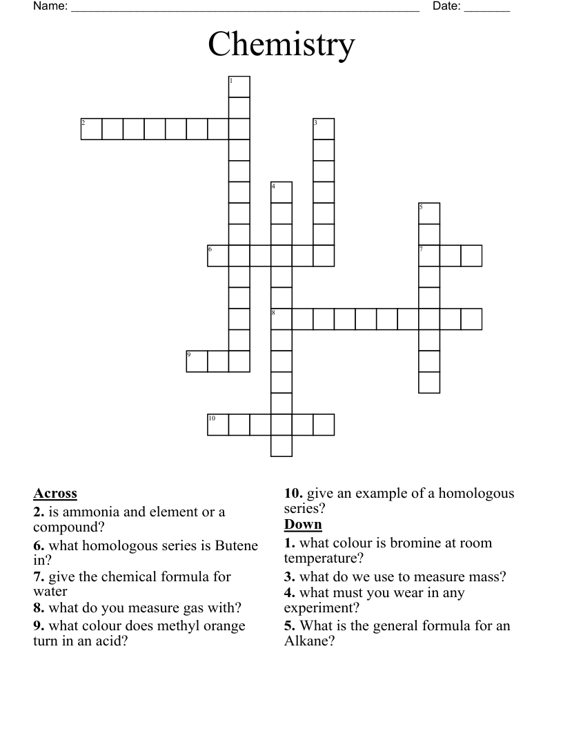 Chemistry Crossword