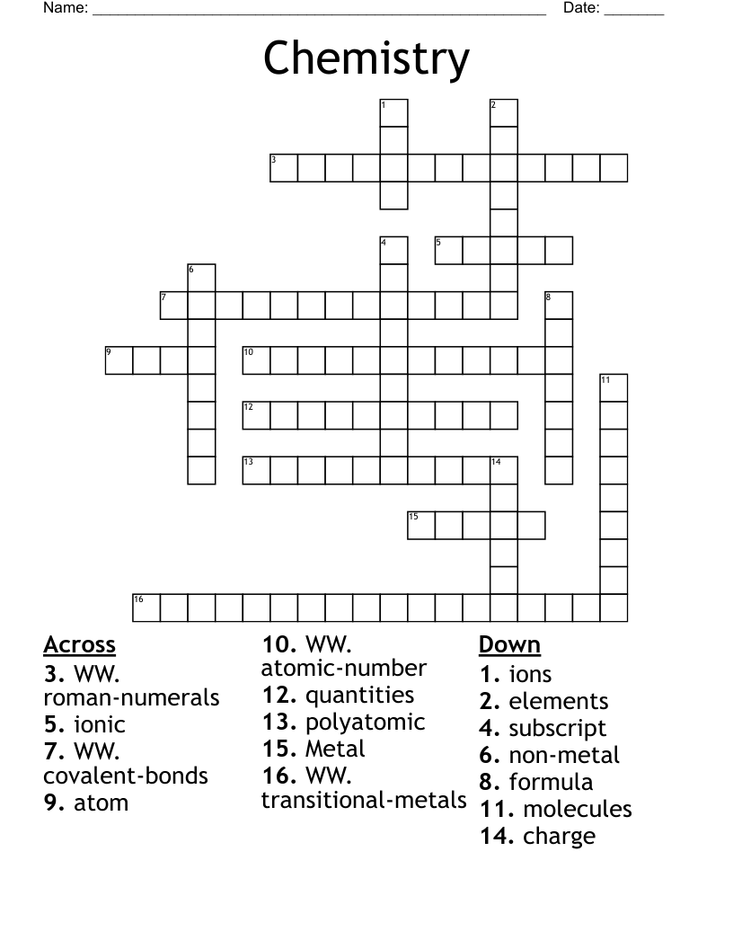 Chemistry Crossword