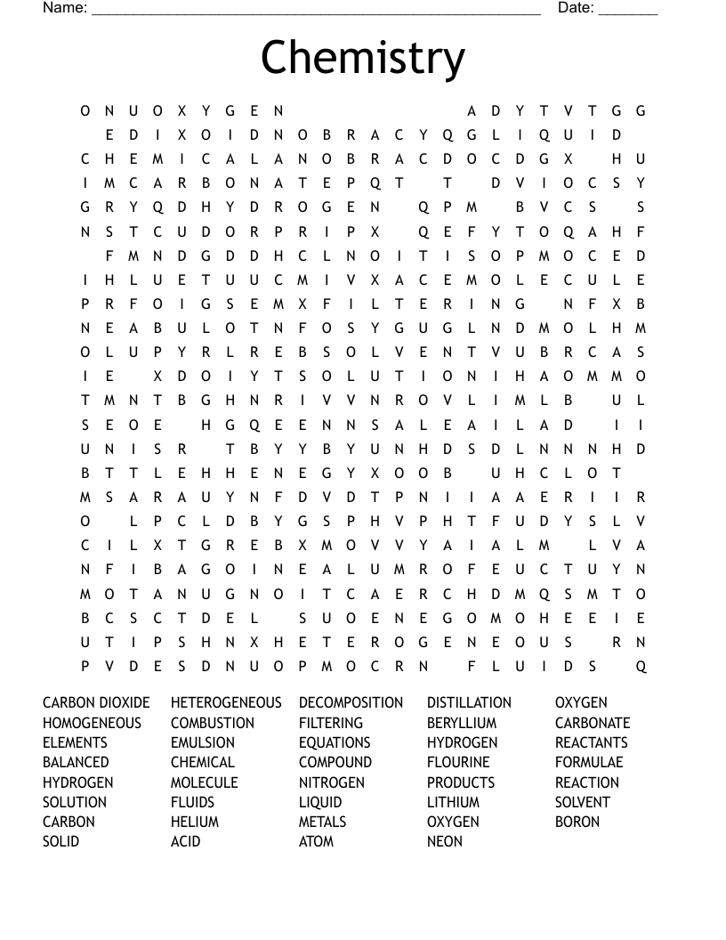 Chemistry Word Search