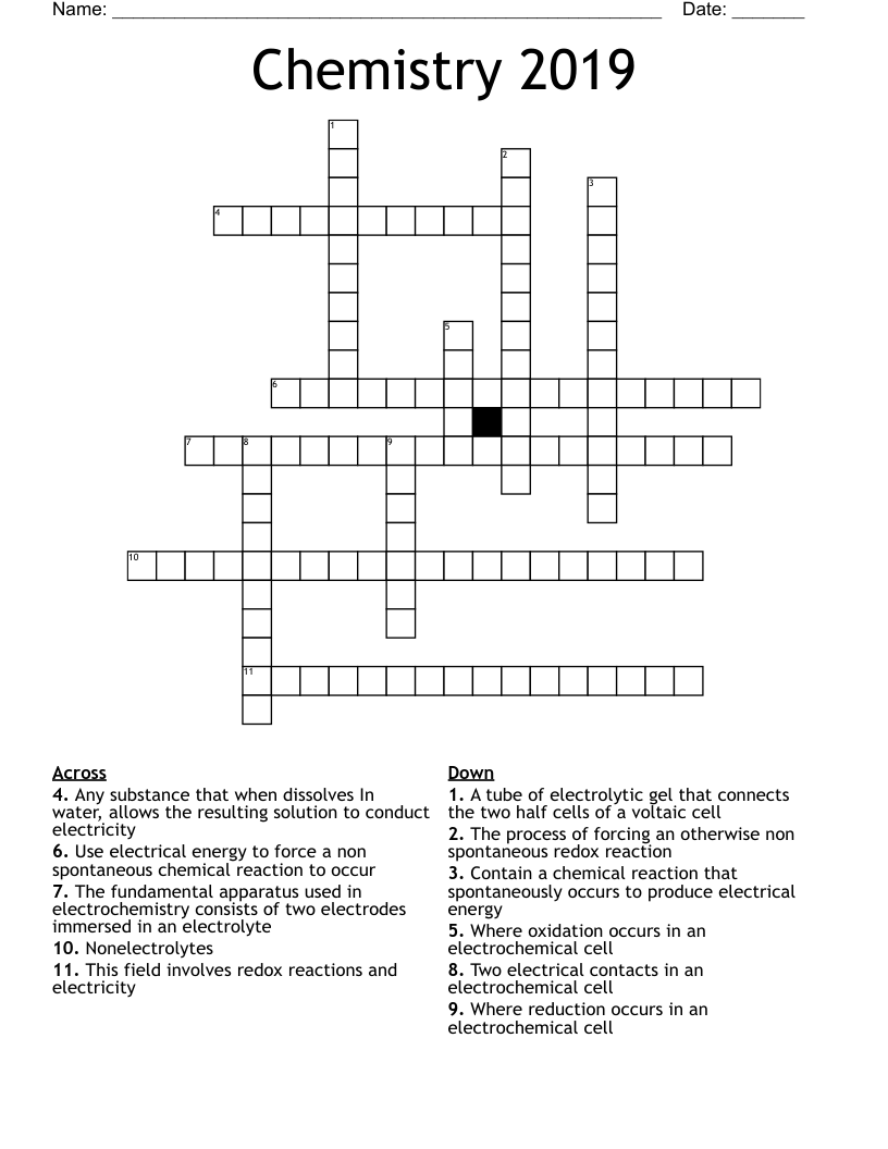 Chemistry 2019 Crossword