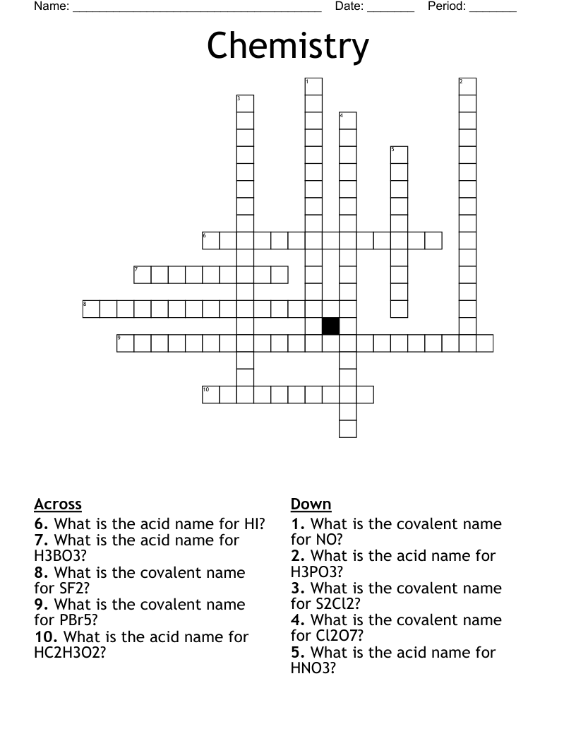 Chemistry Crossword