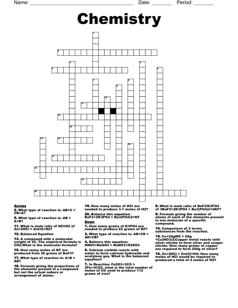 Chemistry Crossword