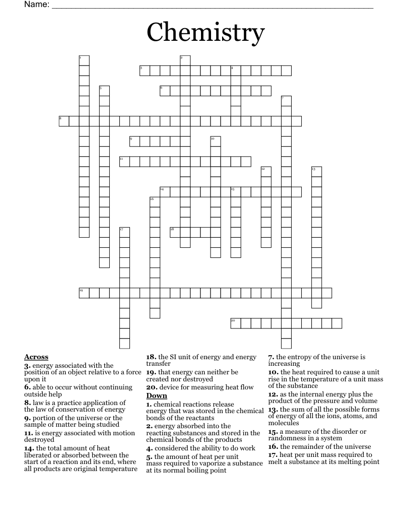 Chemistry Crossword