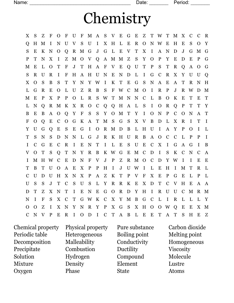 Chemistry Word Search
