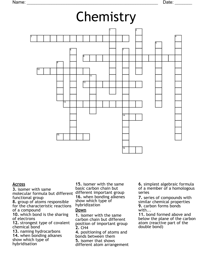 Chemistry Crossword