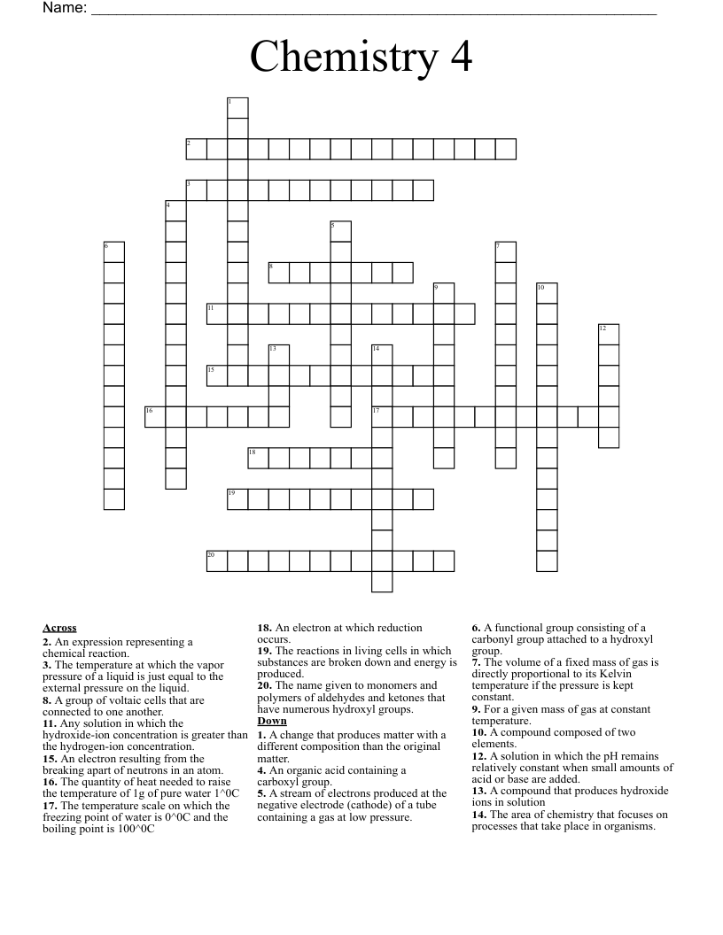 Chemistry 4 Crossword