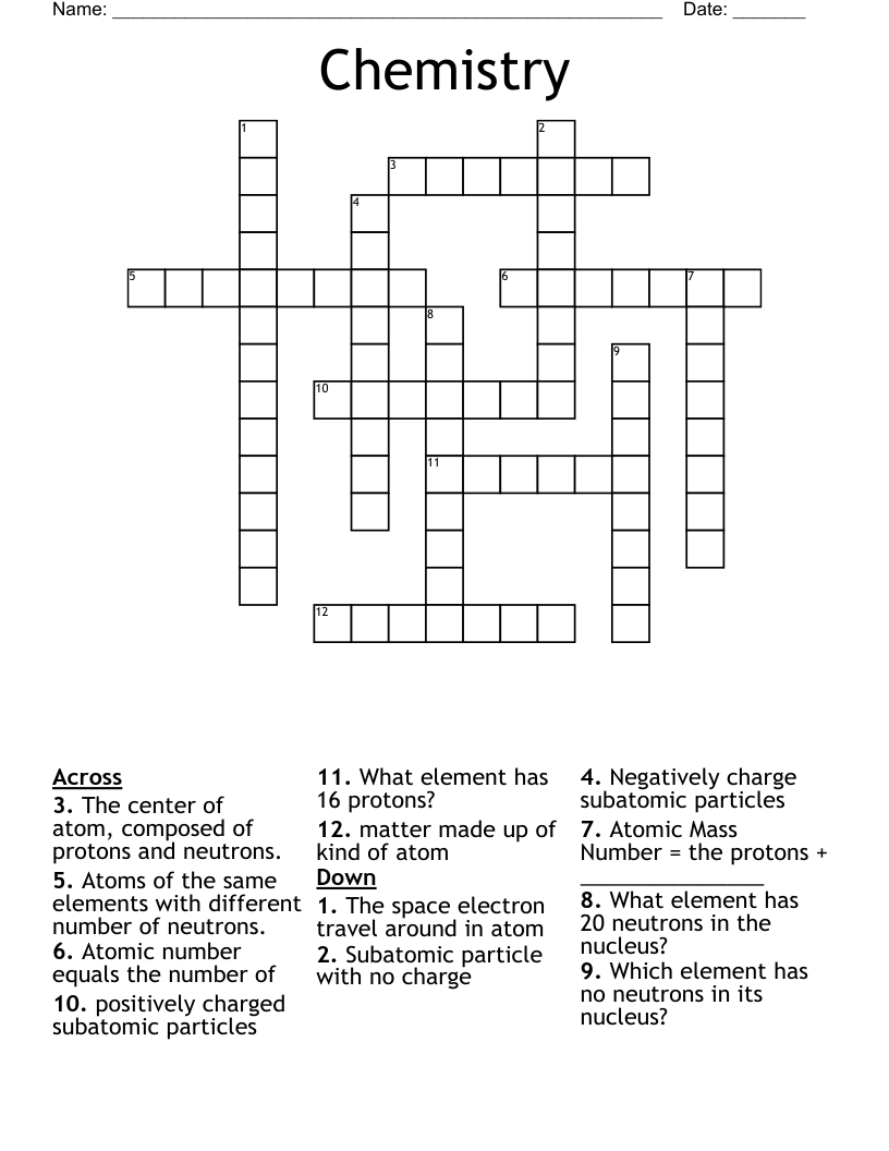 Chemistry Crossword
