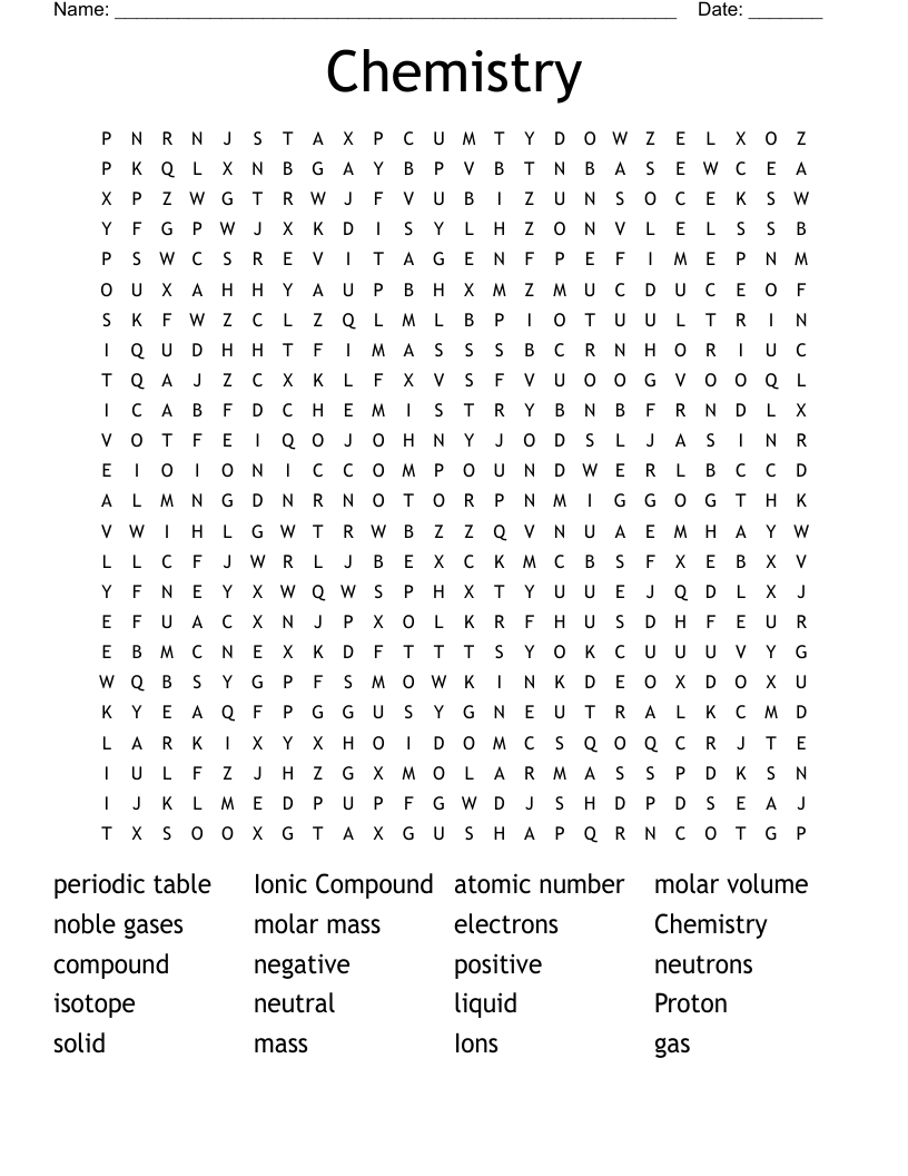 Chemistry Word Search