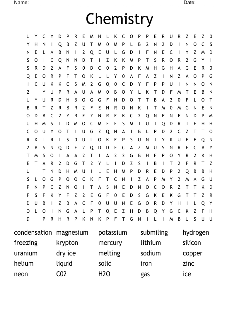 Chemistry Word Search