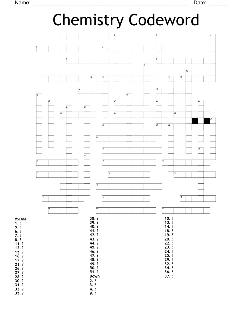 Chemistry Codeword Crossword