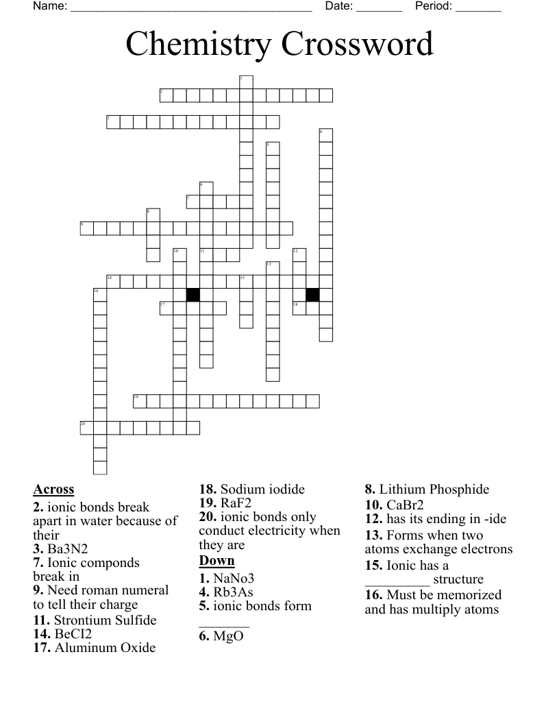Chemistry Crossword
