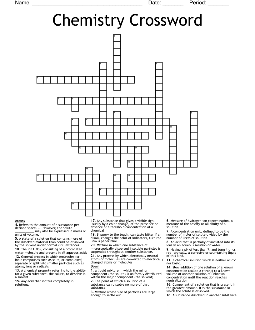 Chemistry Crossword
