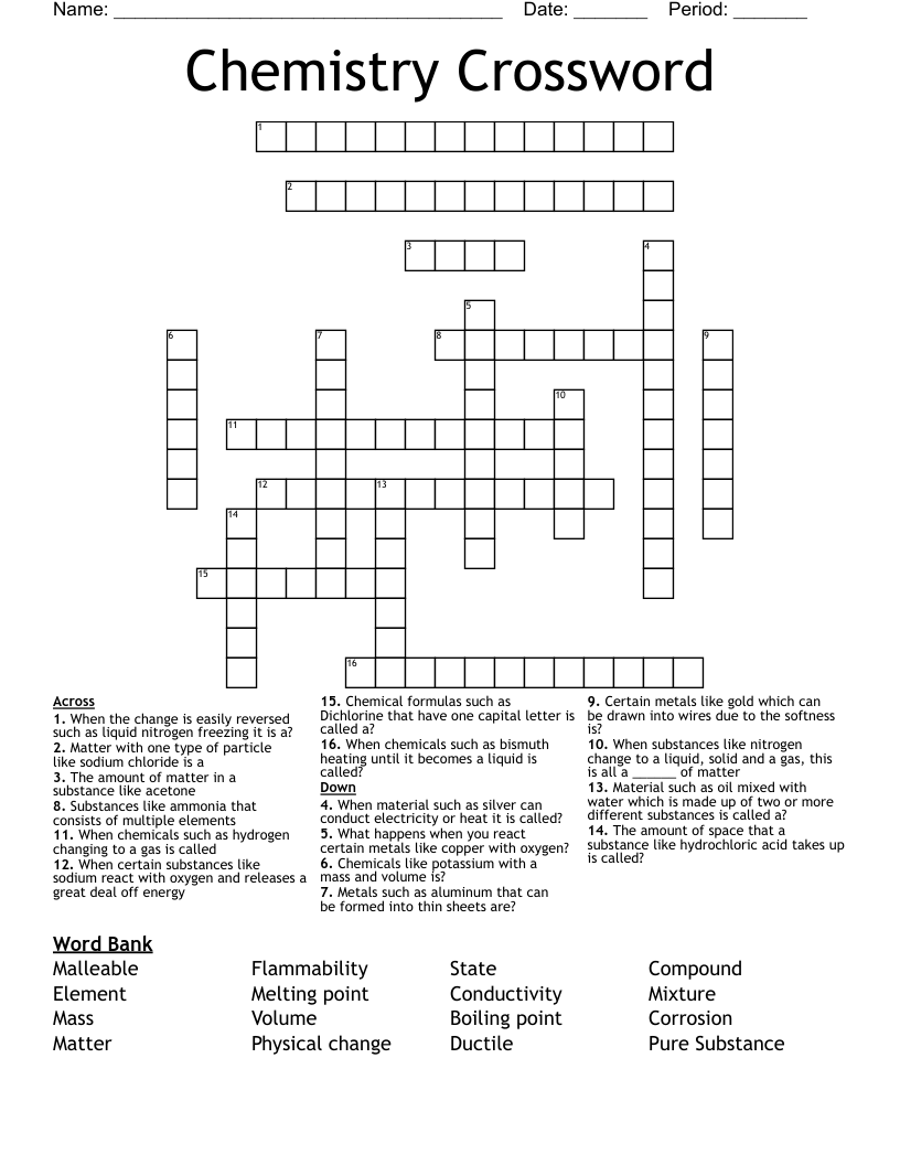Chemistry Crossword