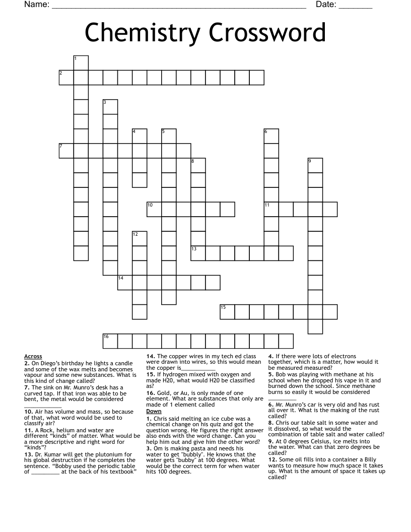 Chemistry Crossword