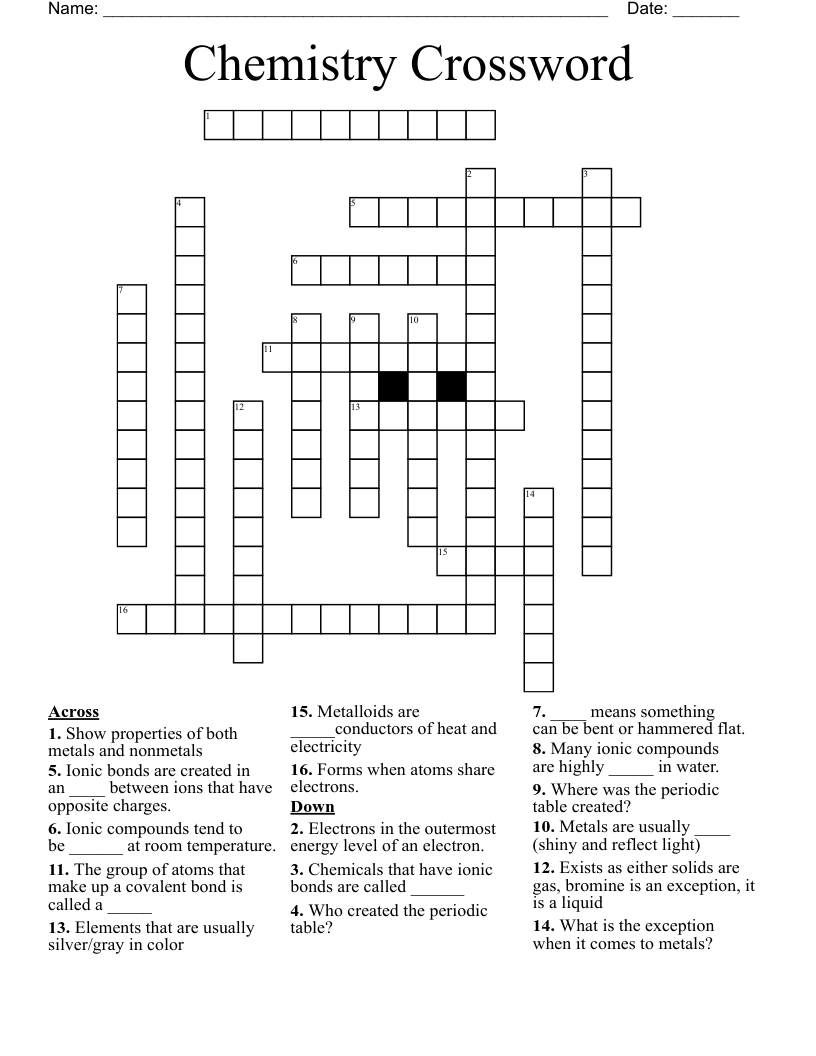 Chemistry Crossword