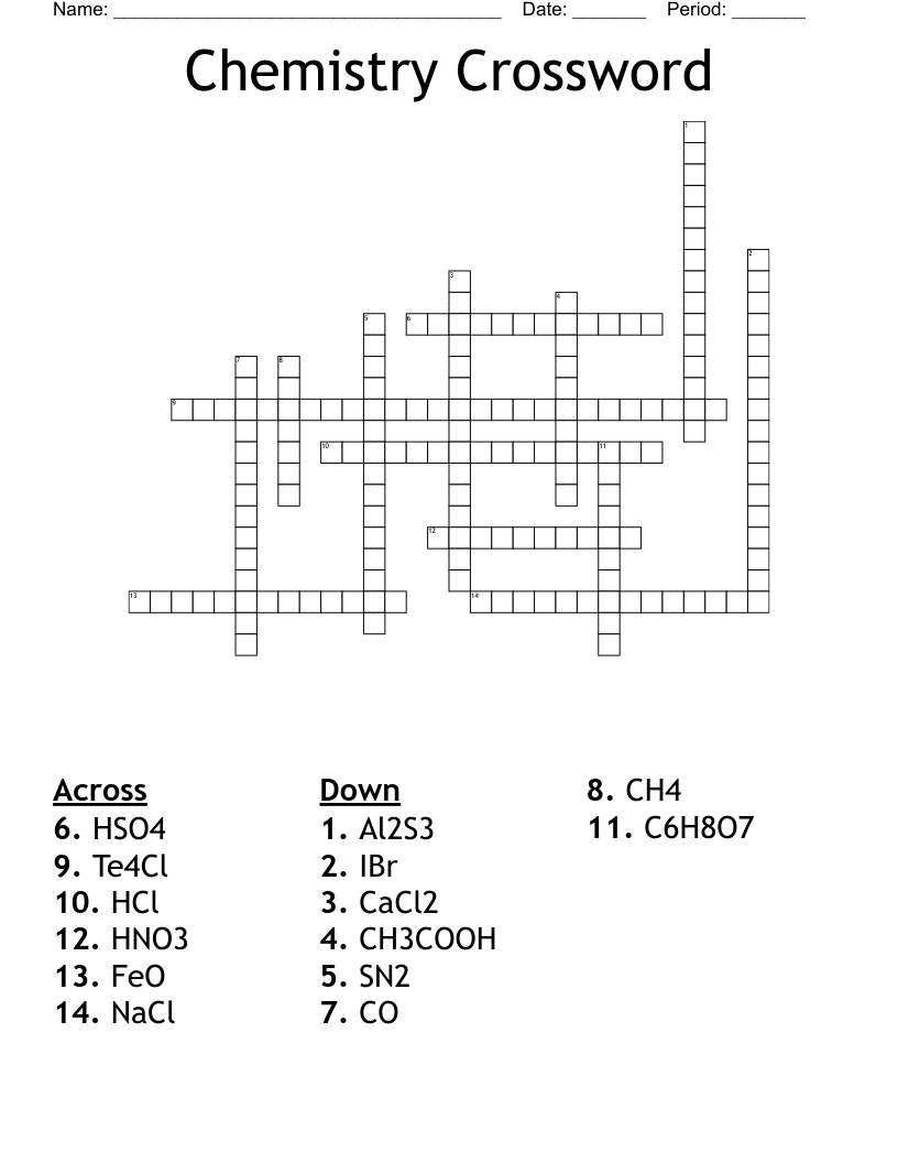 Chemistry Crossword