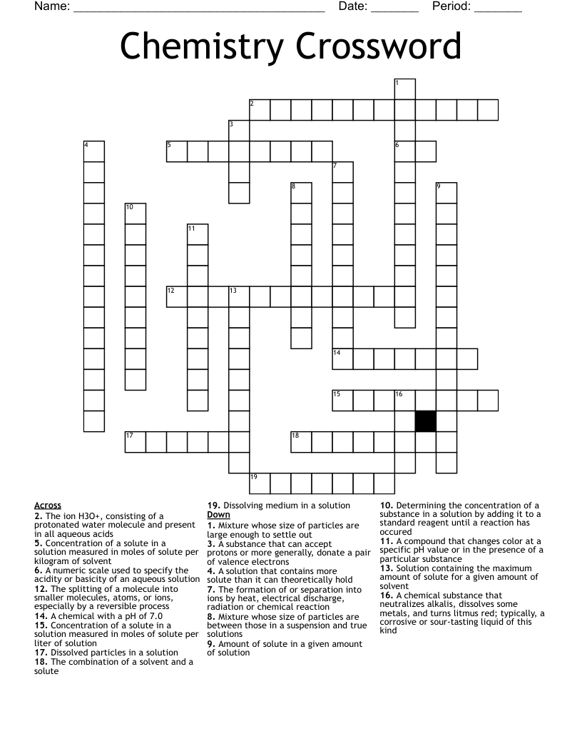 Chemistry Crossword