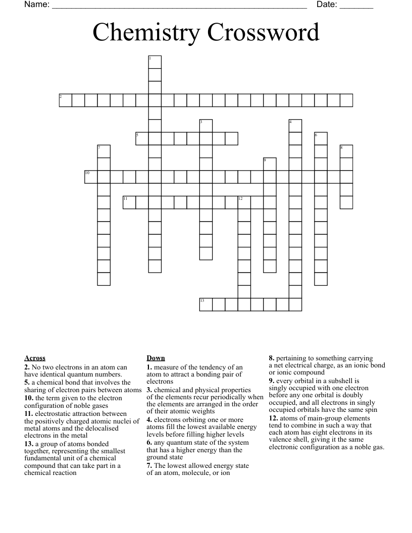 Chemistry Crossword