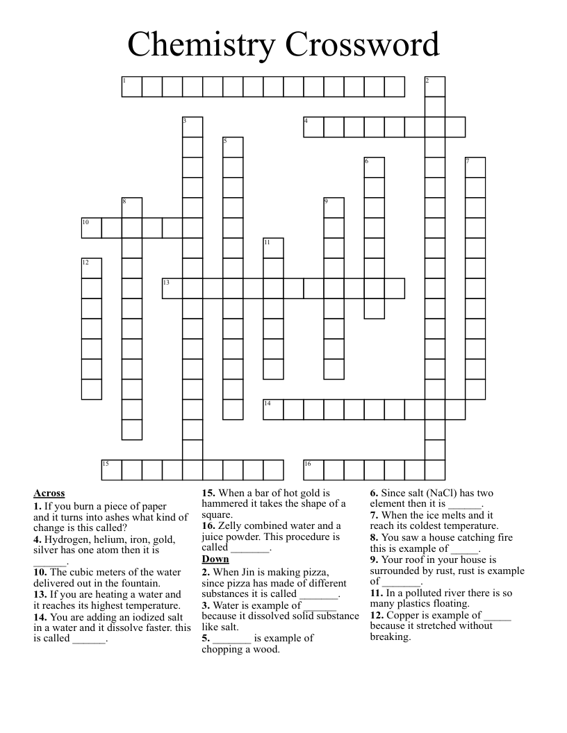 Chemistry Crossword