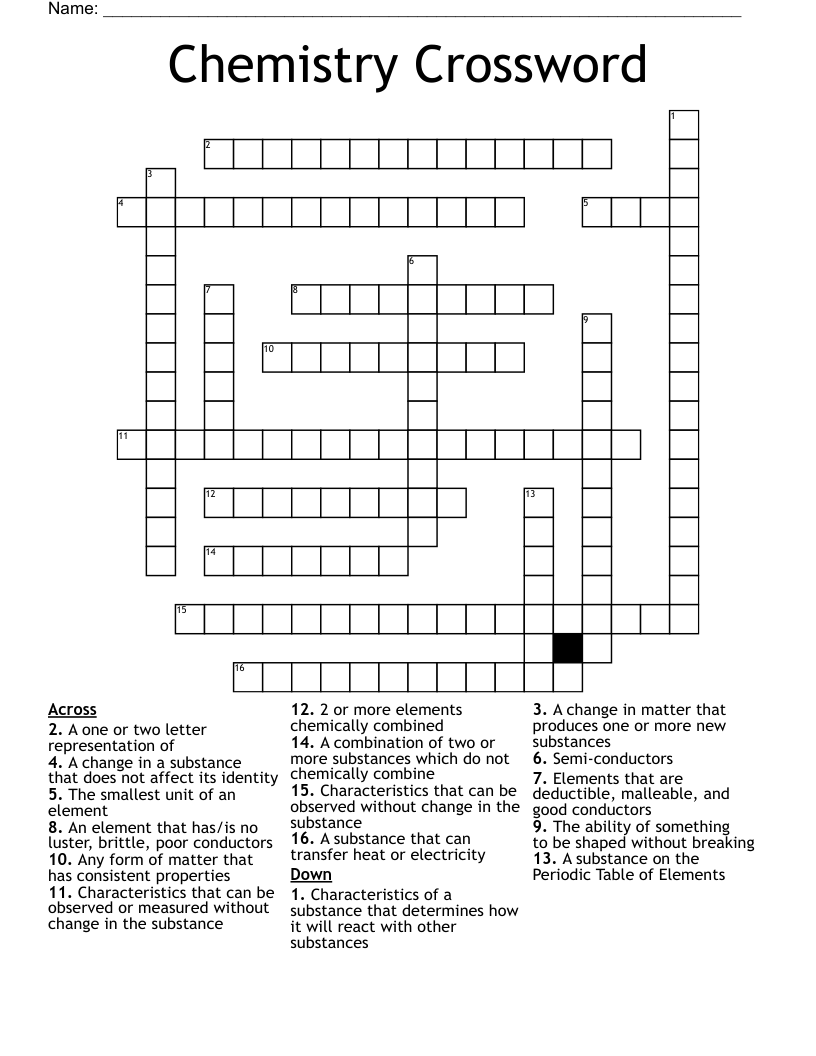 Chemistry Crossword