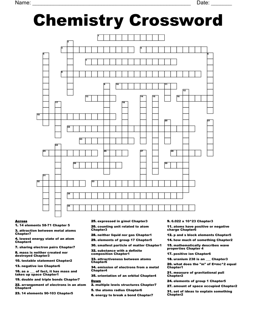 Chemistry Crossword