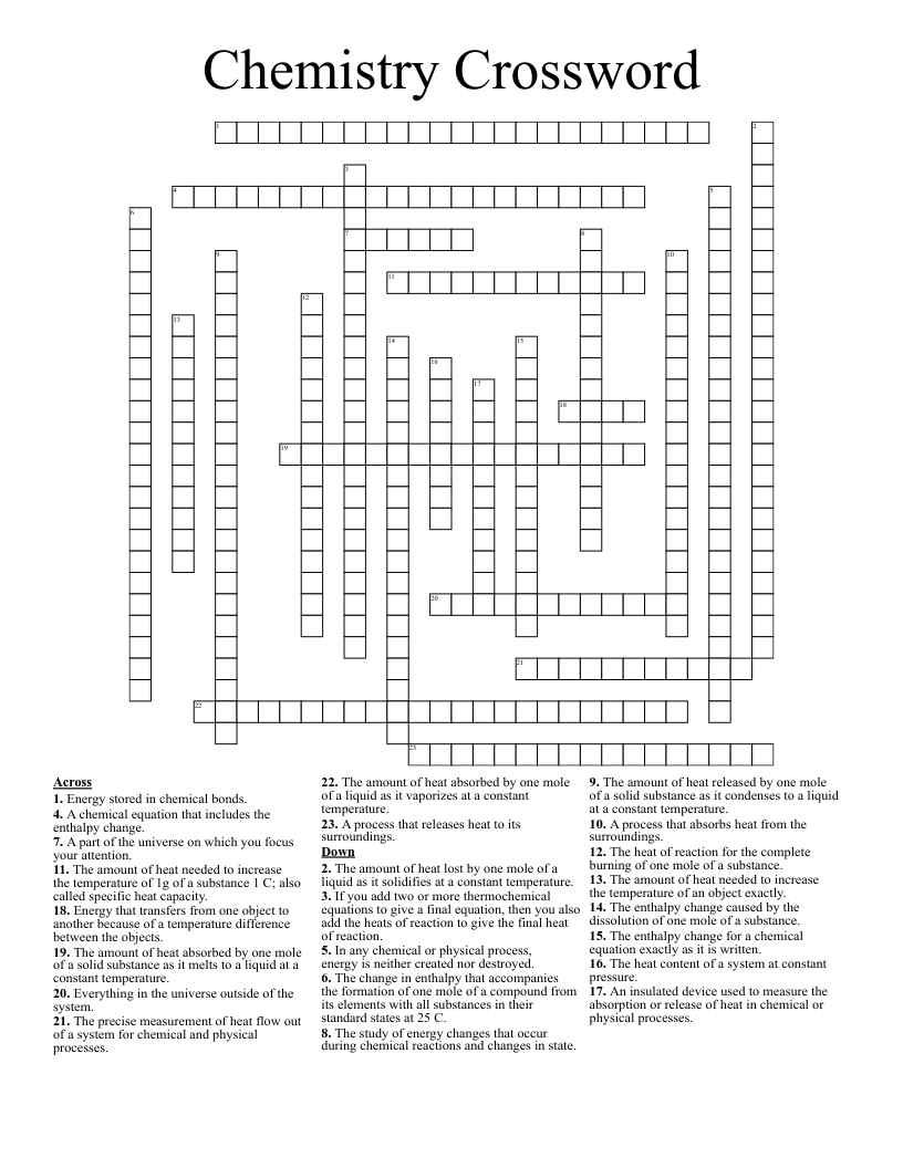 Chemistry Crossword
