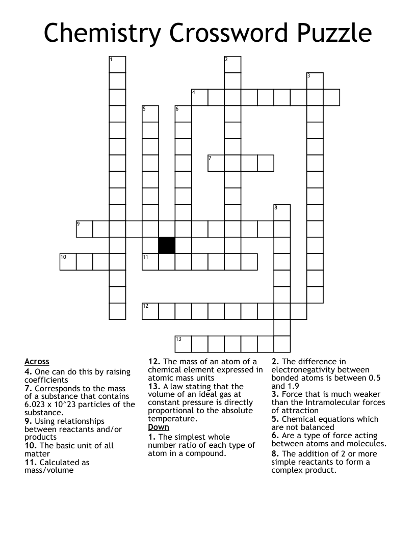 Chemistry Crossword Puzzle
