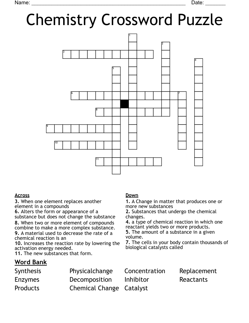 Chemistry Crossword Puzzle