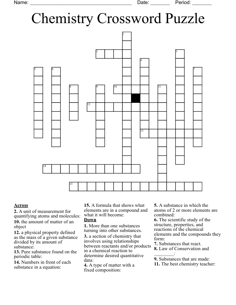 Chemistry Crossword Puzzle