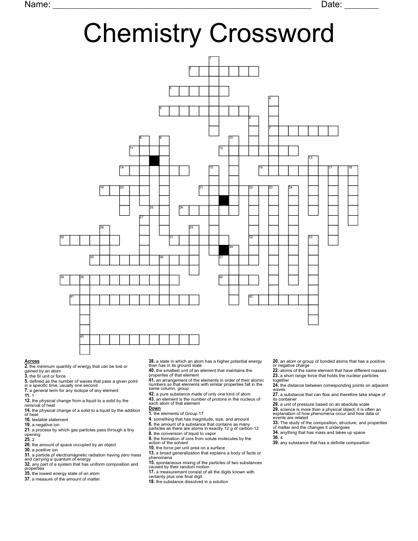 Chemistry Crossword 