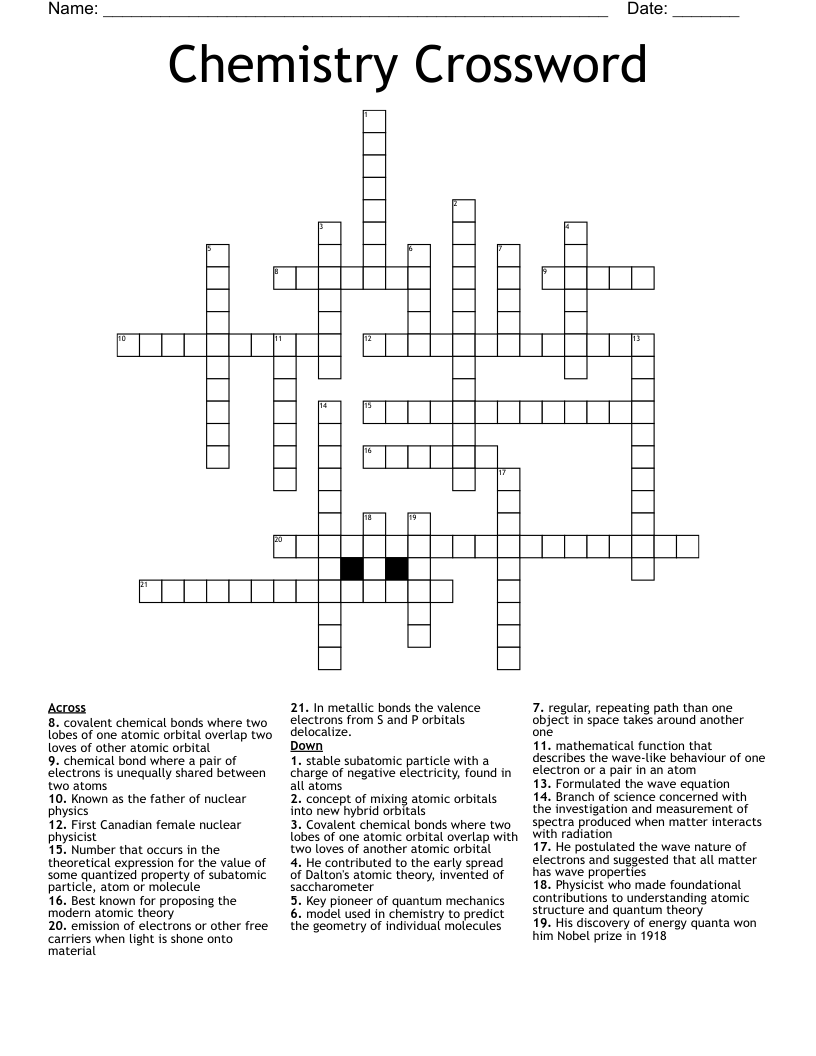 Chemistry Crossword 