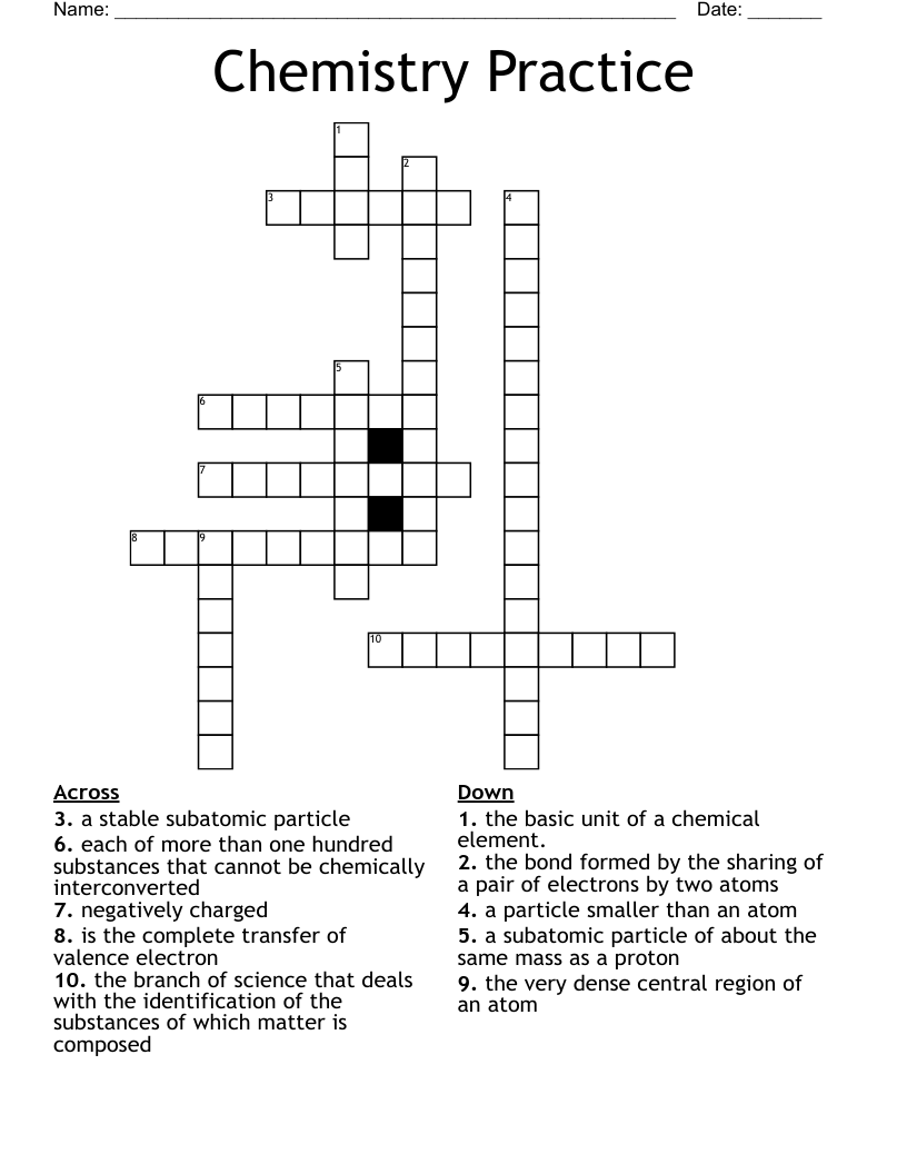 Chemistry Practice Crossword
