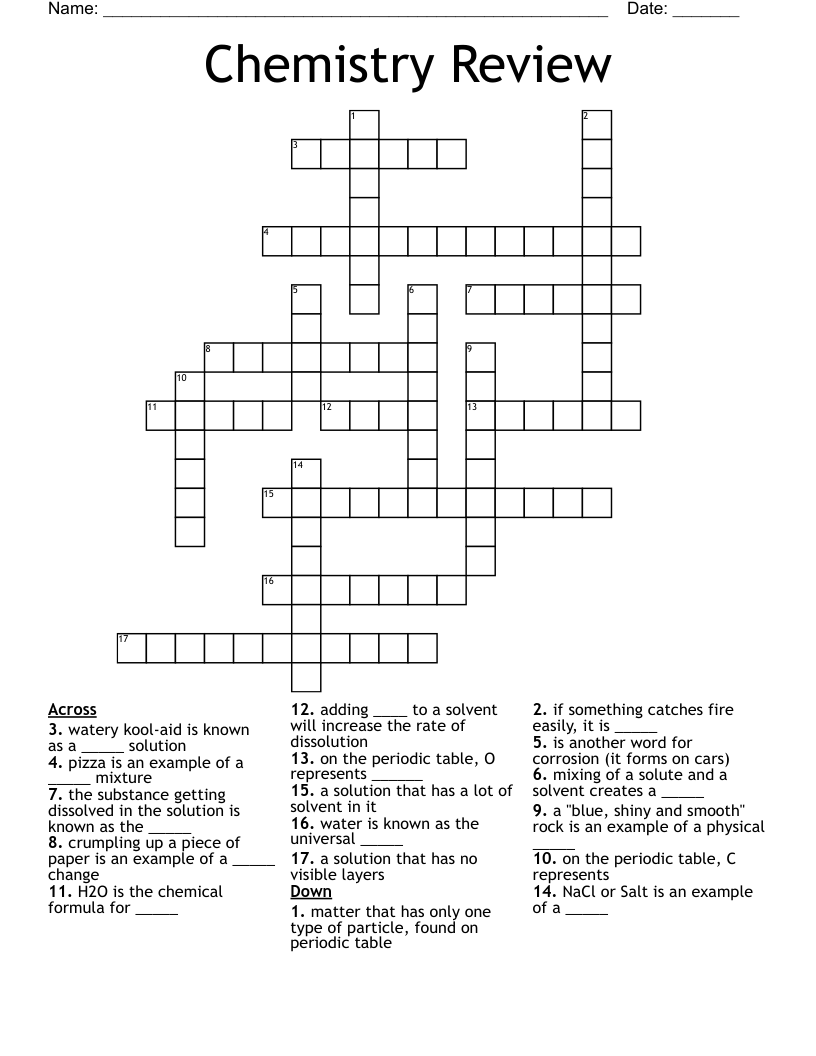 Chemistry Review Crossword