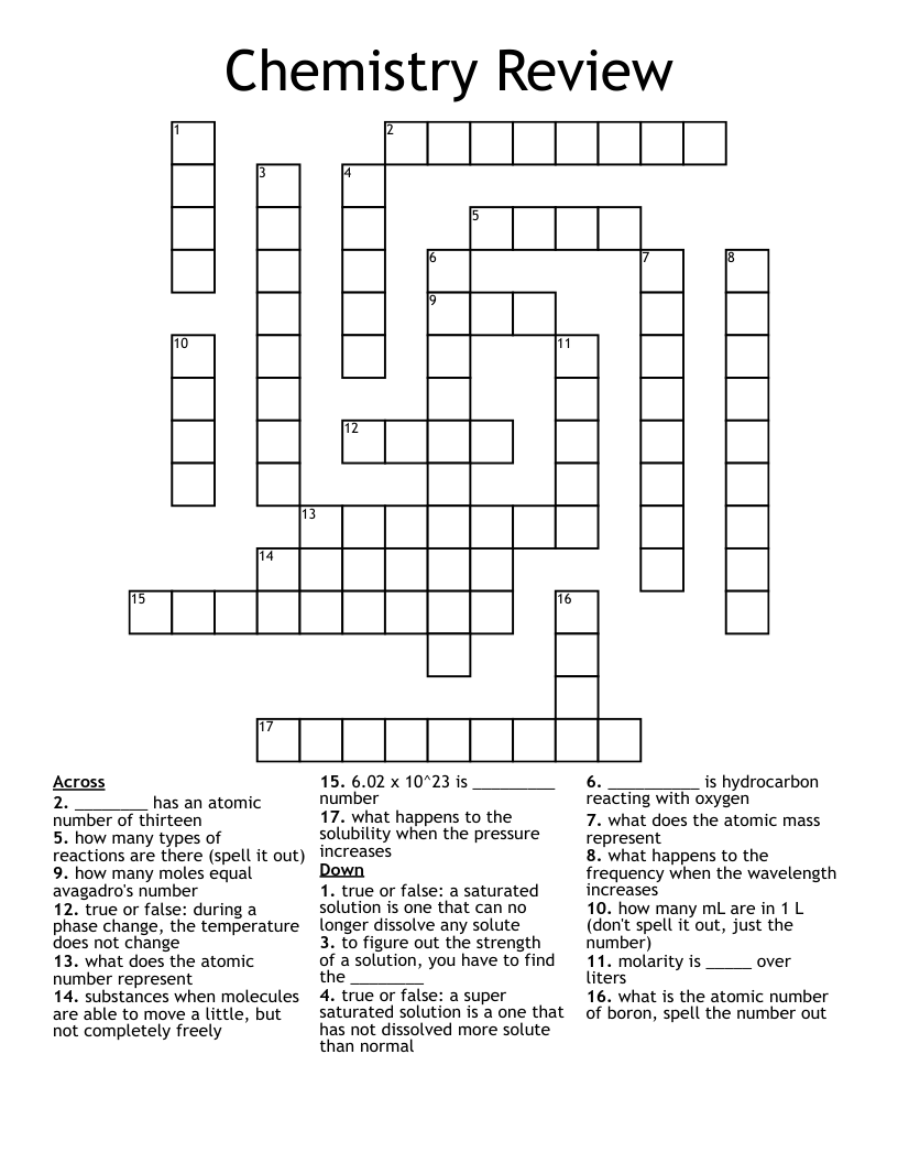 Chemistry Review Crossword