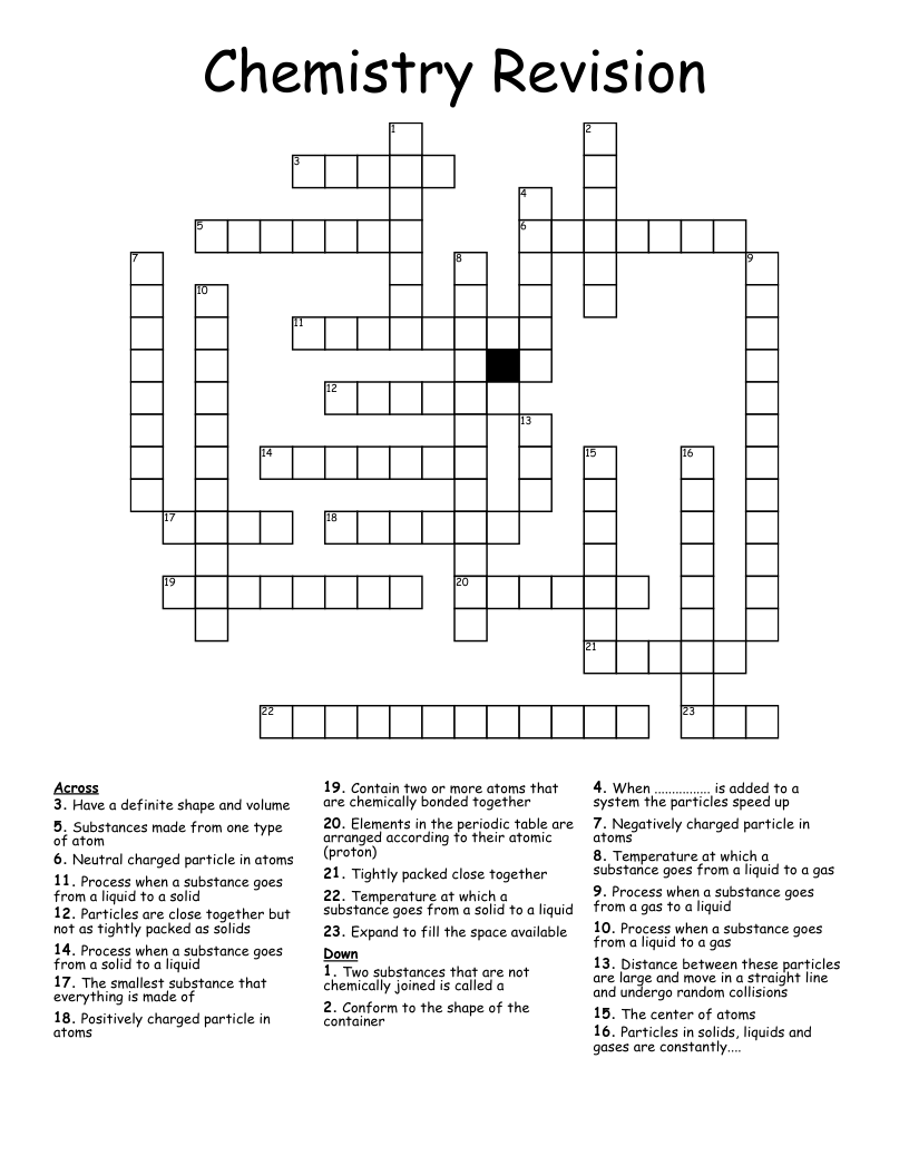 Chemistry Revision  Crossword