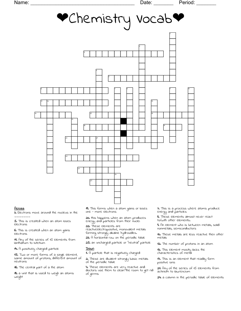 ❤Chemistry Vocab❤ Crossword