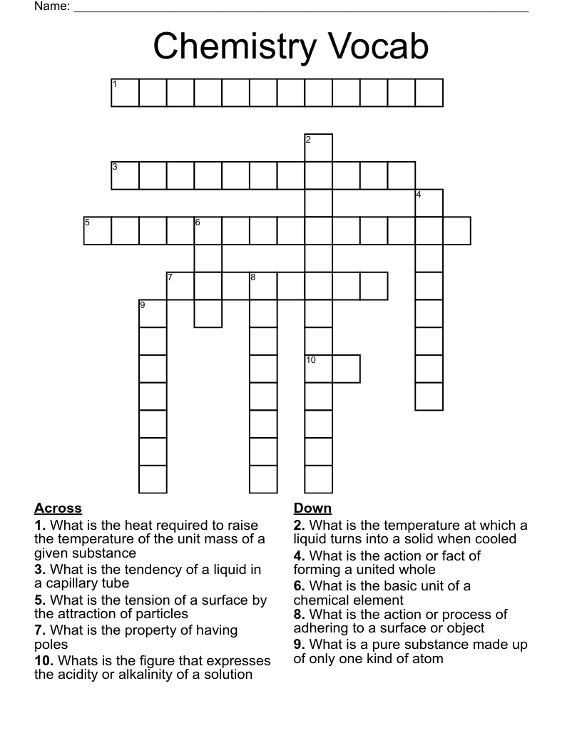 Chemistry Vocab  Crossword