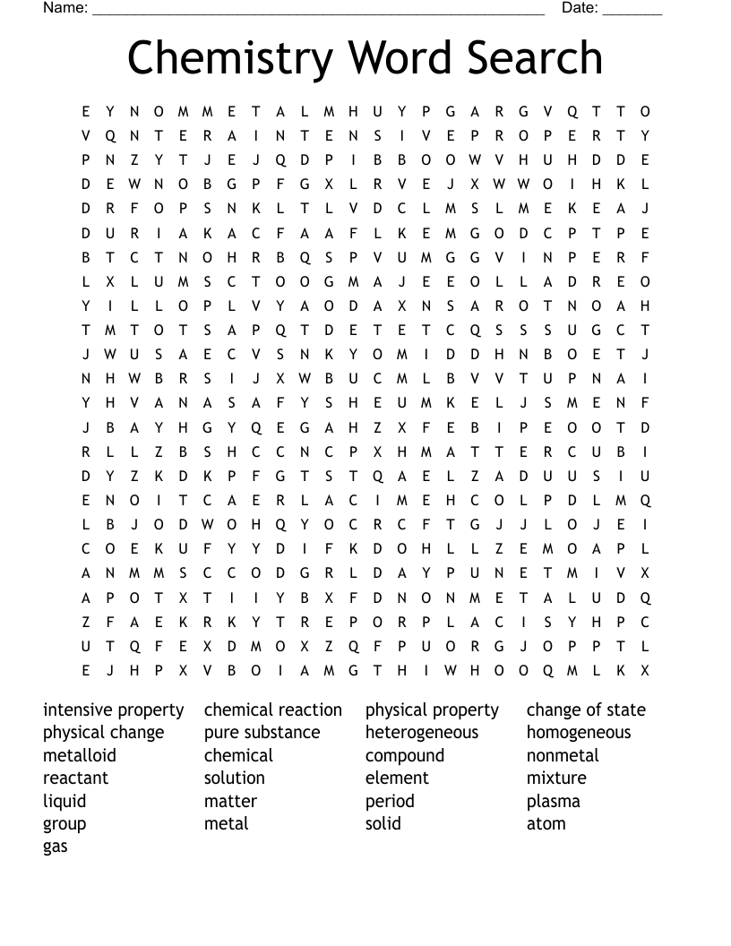 Chemistry Word Search